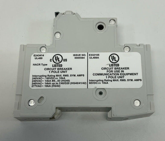 Siemens 5SJ4106-7HG40 Circuit Breaker 6 Amp DIN Mount 240VAC