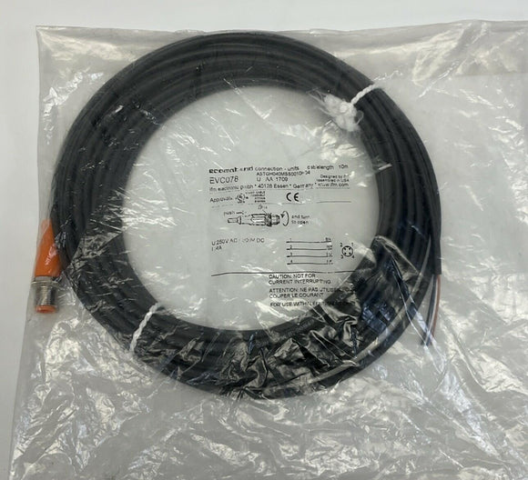 IFM EVC078 M12 4-Pole Male Single End Cable, 10M