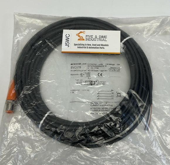 IFM EVC078 M12 4-Pole Male Single End Cable, 10M