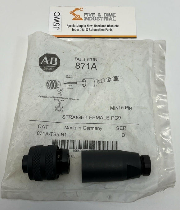 Allen Bradley 871A-TS5-N3 Mini 5-Pin Straight Female PG16 Connector