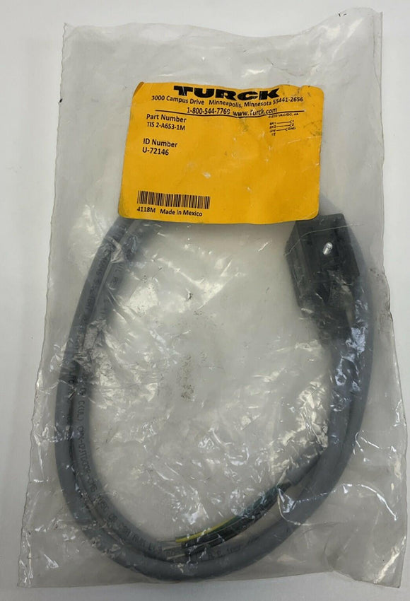 Turck TIS 2-A653-1M / U-72146 Single End Valve Plug, 1-Meter