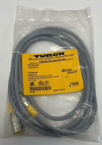 Turck RK 4T-2-RS 4T / U2151-3 M12 3-Pin Male / Female Straight Cable, 2M - 0