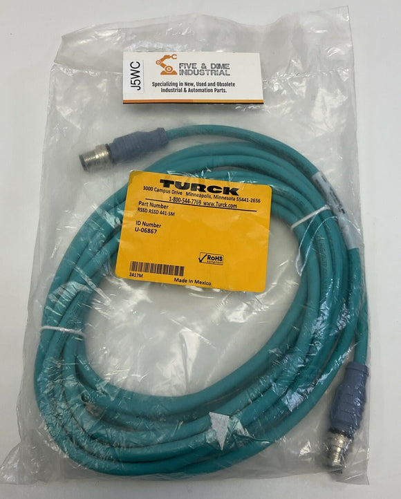 Turck RSSD RSSD 441-5M / U-06867 Industrial Ethernet Cable M12 Male 4-Pin D-Code