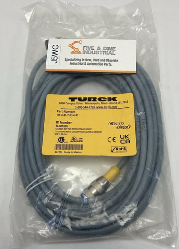 Turck RK 4.4T-7-RS 4.4T / U-00988 M12 M/F Straight 4-Pin Eurofast Cable, 7M