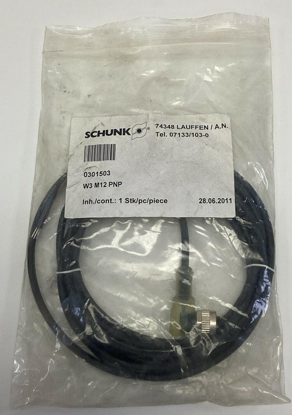 Schunk 0301503 / W3-M12-PNP M12 Gripper Angle Cable 3-Wire, 3-Meters