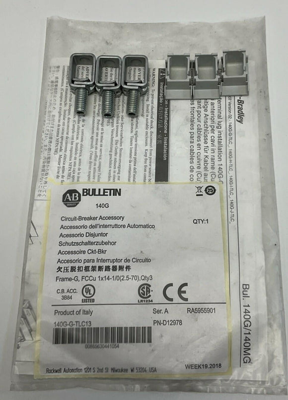 Allen Bradley 140G-G-TLC13 Circuit Breaker Accessory Lug Kit (Pack of 3)