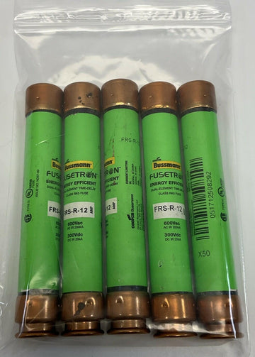 Bussmann Fusetron FRS-R-12 Dual Element Time Delay Fuses 12-Amp (Lot of 5) - 0
