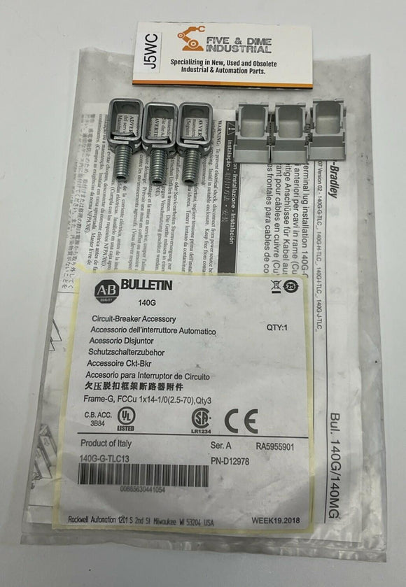 Allen Bradley 140G-G-TLC13 Circuit Breaker Accessory Lug Kit (Pack of 3)