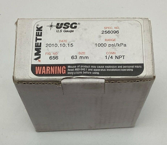 Ametek USG 256096 2-1/2"  1000 PSI Gauge 1/4" NPT Lower