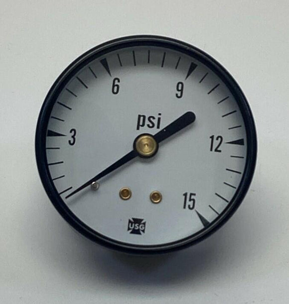 Ametek USG 052827A 2-1/2" 15 PSI Gauge 1/4" NPT Rear Center