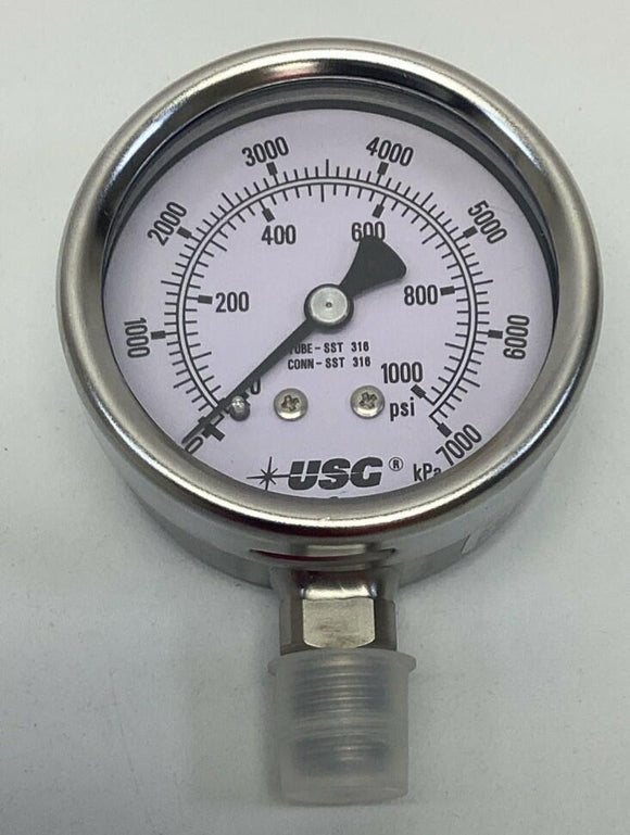 Ametek USG 256096 2-1/2"  1000 PSI Gauge 1/4" NPT Lower
