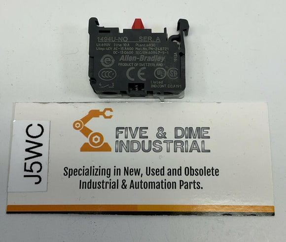 Allen Bradley 1494U-NO Auxiliary Contact Block 1-N.O. 10A
