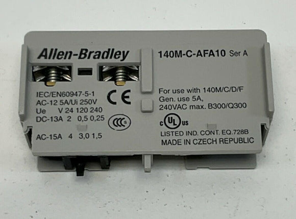 Allen Bradley 140M-C-AFA10 Front Mount Auxiliary Contact Block 1- N.O. 24VDC