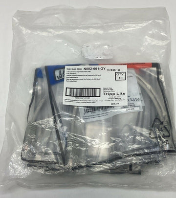 Tripp Lite N002-001-GY Cat5e 350MHz Gray Molded Patch Cable 1-FT. (10-Pack) - 0