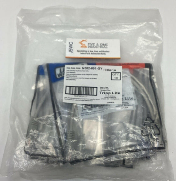 Tripp Lite N002-001-GY Cat5e 350MHz Gray Molded Patch Cable 1-FT. (10-Pack)