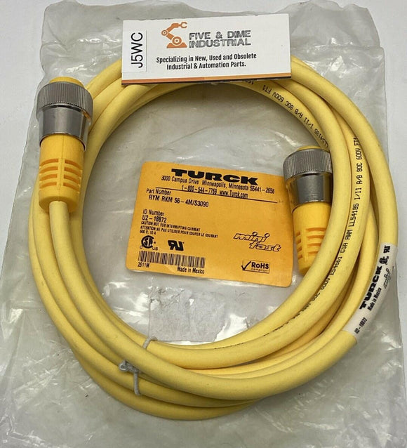 Turck RYM RKM 56-4M/S3090 Minifast Cordset 5-Wire, 4-Meters U2-18872