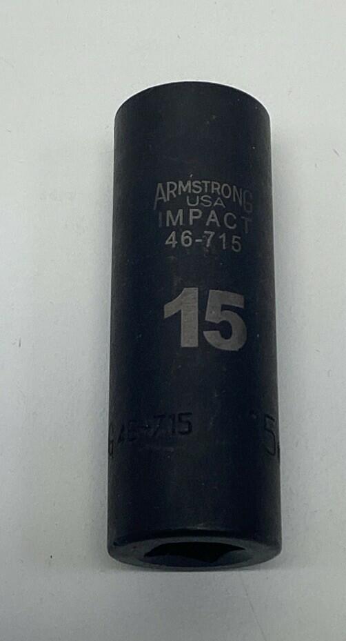 Armstrong 46-715 15mm 3/8" Square Drive Impact Socket 6-Point , 2.48 in Long