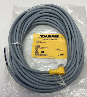 Turck PKWC 3M-10S824 3-Pin M8 Female PicoFast Cordset 10M, U-53608 - 0