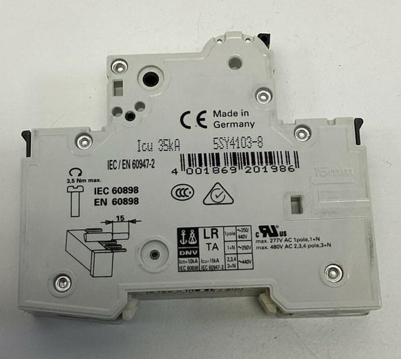 Siemens 5SY4-103-8 / 5SY41-MCB-D3 3-Amp, 1-Pole Circuit Breaker 230/400VAC