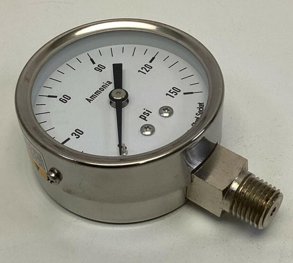 Grainger 4CFW4 Ammonia Pressure Gauge 2-1/2", 0-150 PSI 1/4" NPT