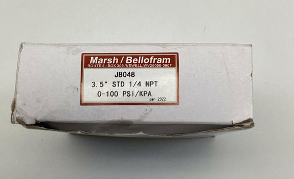 Marsh / Bellofram J8048 3.5" Pressure Gauge 0-100PSI 1/4" NPT
