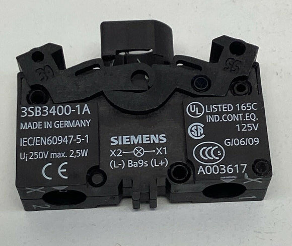 Siemens 3SB3-605-0AA21 Illuminated Red Pushbutton 1-NO+1-NC