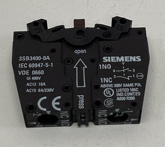 Siemens 3SB3-605-0AA21 Illuminated Red Pushbutton 1-NO+1-NC