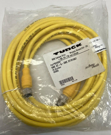 Turck KBE-3T-6-SBE-3T/S1587 3-Pole Male / Female Microfast M12 Cable 6-Meters - 0