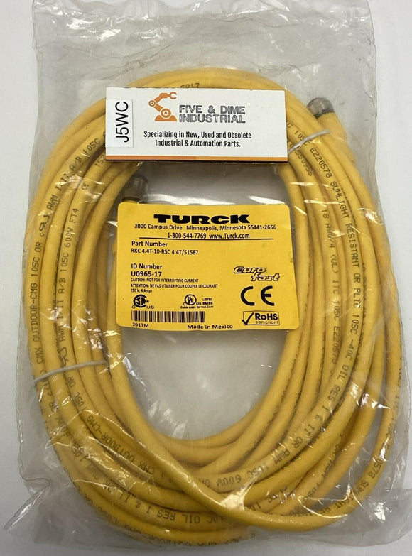 Turck RKC 4.4T-10-RSC 4.4T/S1587 / U0965-17 4-Pole Male / Female M12 Cable