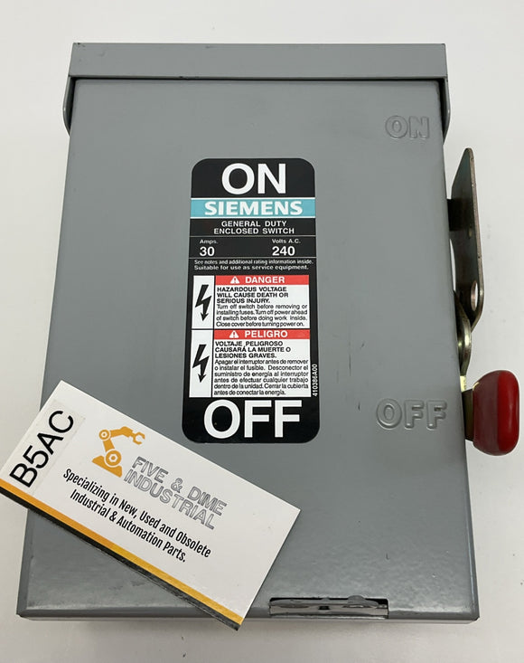 Siemens GF221NR General Duty Safety Safety Switch, 30-Amp, 2-Pole,  240V