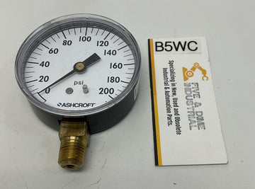 Ashcroft 25W1005-H-02L 2-1/2" Gauge 200 PSI, Brass, 1/4" NPT, Steel Case