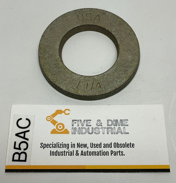 Grainger Z9281 1-1/4" Flat Washer 10-Pack, Steel Zinc Yellow Finish 2-1/2" OD