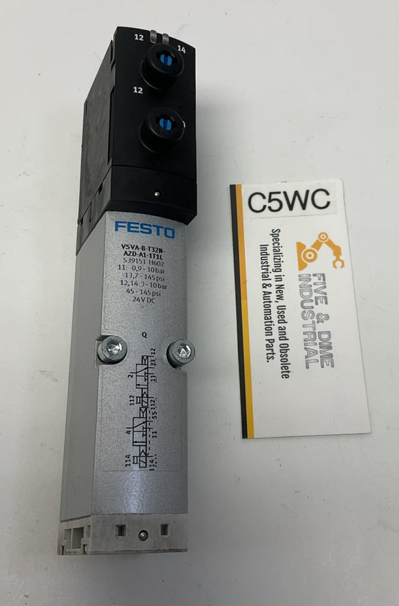 Festo 5391510 Pneumatic Solenoid Valve 24VDC VSVA-B-T32N-AZD-A1-1T1L