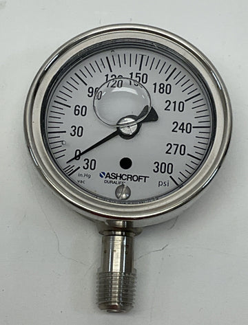 Ashcroft 10413218-1 Duralife 2-1/2" Gauge 316 Tube/Socket, 1/4" NPT, -30 to 300 - 0