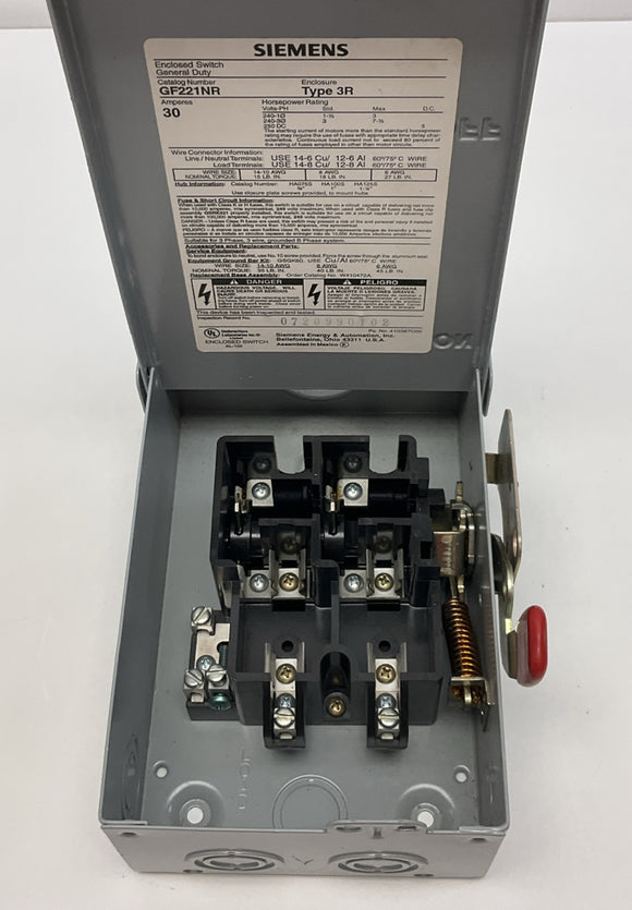 Siemens GF221NR General Duty Safety Safety Switch, 30-Amp, 2-Pole,  240V