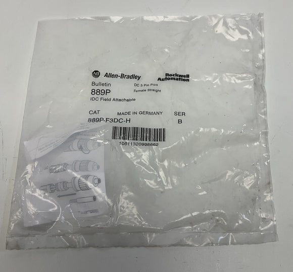 Allen Bradley 889P-F3DC-H 3-Pin Field Connector, Pico, Female, Straight