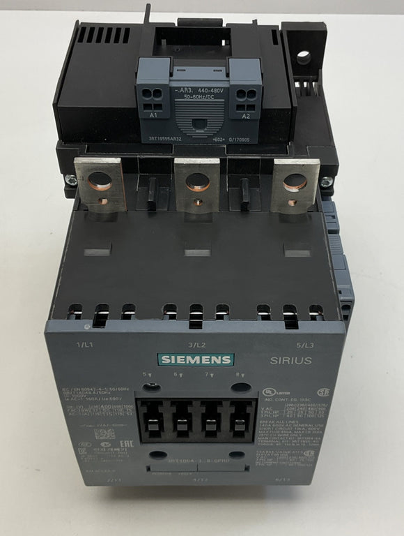 Siemens 3RT1054-3AR38-0PR0 Contactor 3-Phase 140 Amp, 600VAC, 440/480 AC/DC Coil
