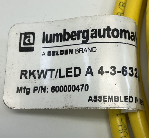 Lumberg RKWT/LED-A-4-3-632/5M 3-Pole Single End 90° M12 Cable 5-Meters