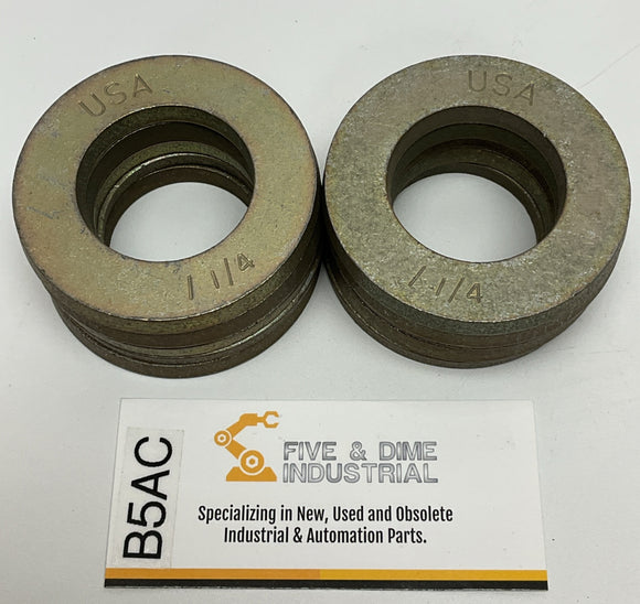 Grainger Z9281 1-1/4" Flat Washer 10-Pack, Steel Zinc Yellow Finish 2-1/2" OD