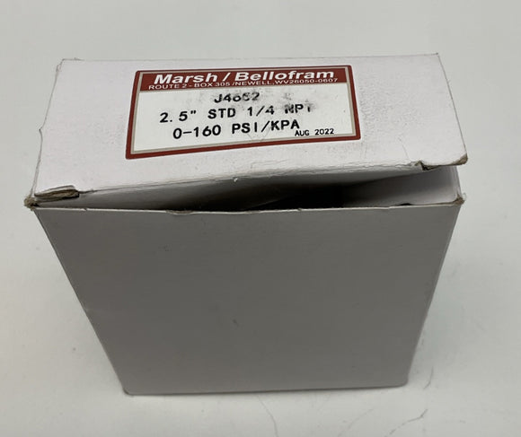 Marsh Bellfram J4652  2-1/2" Standard Gauge 160PSI, Brass Socket, 1/4" NPT