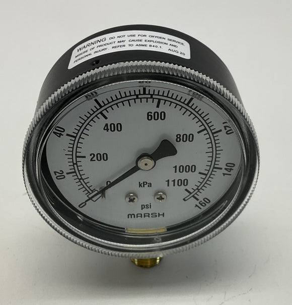 Marsh Bellfram J4652  2-1/2" Standard Gauge 160PSI, Brass Socket, 1/4" NPT