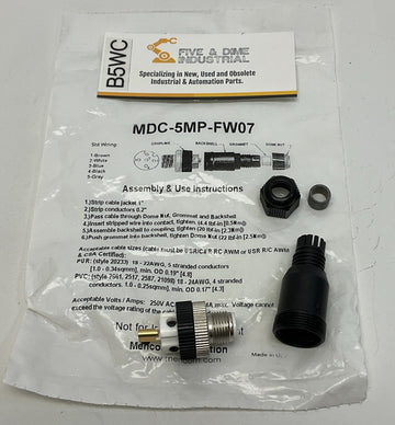 Mencom MDC-5MP-FW07 Micro Field Connector, 5-Pin, 5 Pole Male