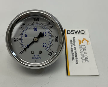 Pic PRO-202L-254H 2-1/2" Glycerin filled Gauge 300PSI, Brass 1/4" NPT