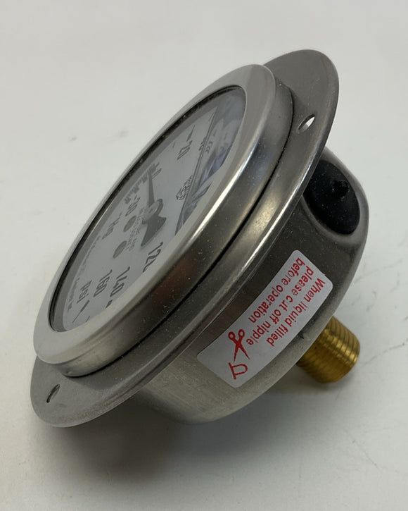 McDaniel J6YP 2-1/2'' Front Flange Gauge -30'' Hg-160 PSI, 1/4 NPT Brass Socket