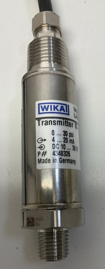 Wika Pressure Transmitter N-10 4-20MA DC 10-30V 1/4 NPT 4348326 - 0