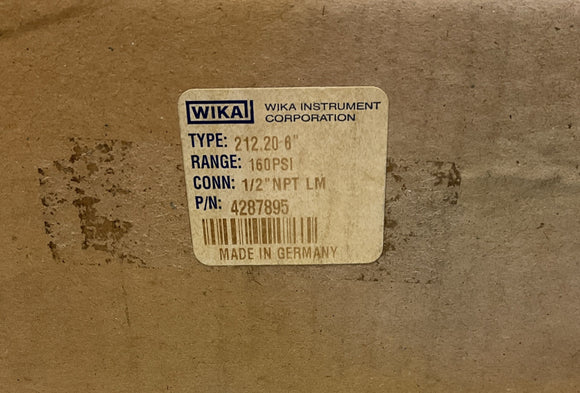 Wika 6" Gauge 4287895  212.20 160 PSI 1/2 " Npt Lower