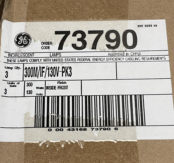 GE 73790 300-Watt Frosted Medium Base Light Bulbs 3-Pack 300M/IF/130V-PK3