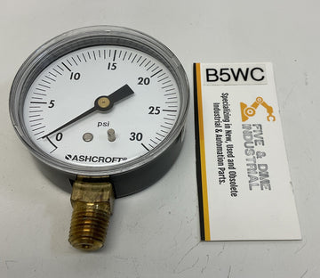 Ashcroft 25W1005-H-02L-30# 2-1/2" 30 PSI Gauge 1/4" NPT, Brass Socket