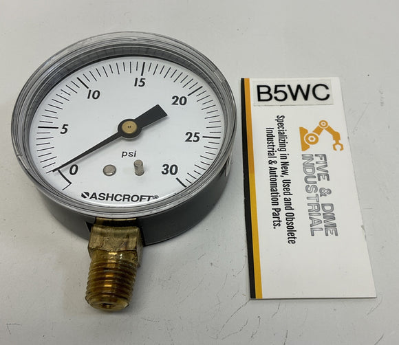 Ashcroft 25W1005-H-02L-30# 2-1/2" 30 PSI Gauge 1/4" NPT, Brass Socket