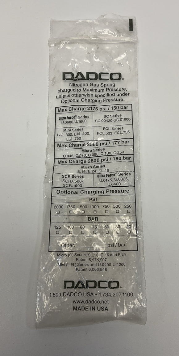 Dadco C.250.080 Nitrogen Gas Spring 80mm Stroke